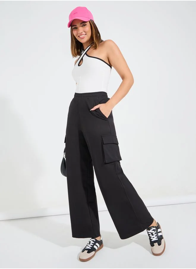 ستايلي High Waisted Wide Leg Cargo Joggers