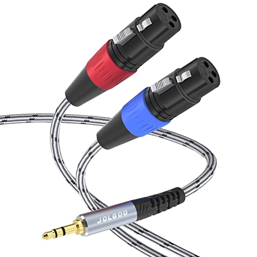 JOLGOO Dual XLR Female to 3.5 mm TRS Stereo Microphone Cable, 2 XLR Female to 1/8 inch TRS Stereo Y Splitter Patch Cable, 10 Feet - Image 1