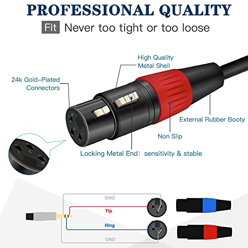 JOLGOO Dual XLR Female to 3.5 mm TRS Stereo Microphone Cable, 2 XLR Female to 1/8 inch TRS Stereo Y Splitter Patch Cable, 10 Feet - Image 4