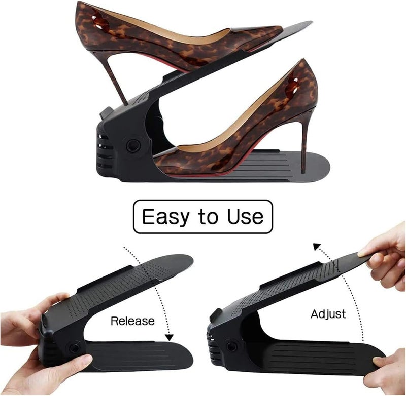 Sulfar Set Of 9Pcs Black Shoe Slots Organizer Display Rack Space Saver Shoe Rack Holder - Image 2