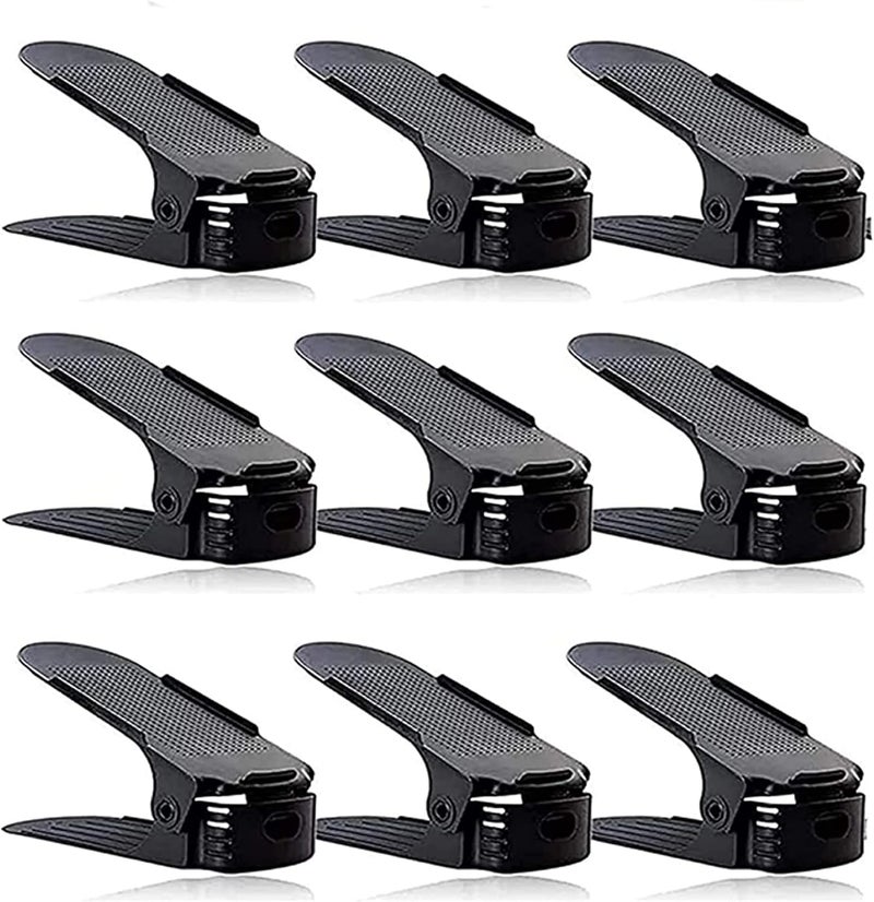Sulfar Set Of 9Pcs Black Shoe Slots Organizer Display Rack Space Saver Shoe Rack Holder - Image 1