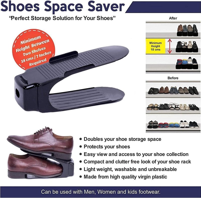Sulfar Set Of 9Pcs Black Shoe Slots Organizer Display Rack Space Saver Shoe Rack Holder - Image 4
