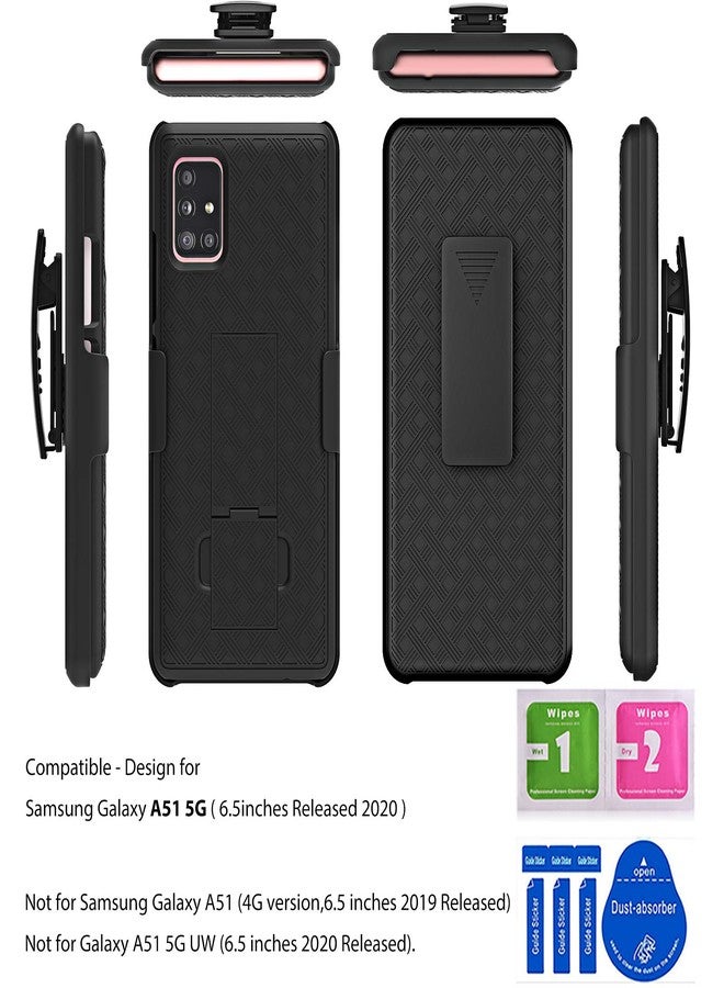 Ailiber Case for Samsung Galaxy A51 5G, Galaxy A51 5G Screen Protector, Swivel Belt Clip Kickstand Holder, Slim Rugged Full Body Armor Shell Protective Pouch Cover for Samsung Galaxy A51 5G -Black - Image 3