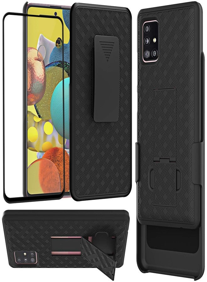 Ailiber Case for Samsung Galaxy A51 5G, Galaxy A51 5G Screen Protector, Swivel Belt Clip Kickstand Holder, Slim Rugged Full Body Armor Shell Protective Pouch Cover for Samsung Galaxy A51 5G -Black - Image 1