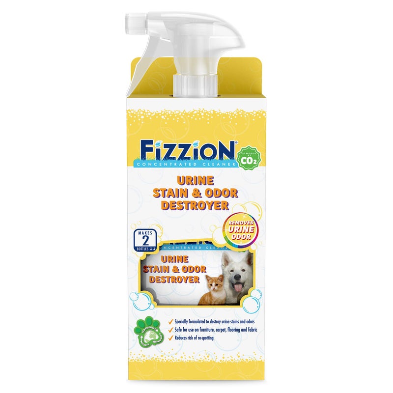 Fizzion Urine Pet Stain and Odor Destroyer 23 Ounce Empty Spray Bottle with 2 Refills - Image 1