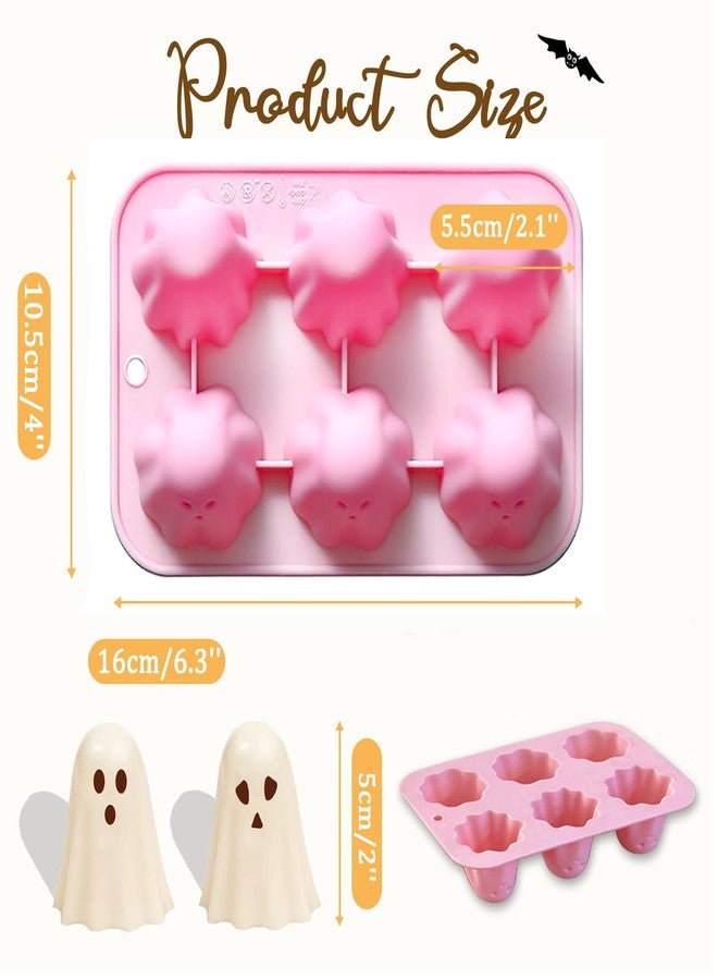Dreplfn Ghost Silicone Mold 2Pcs Halloween Silicone Molds 3D Ghost Chocolate Candy Molds Halloween Theme Mould Ghost Baking Mold Chocolate Mould for Baking Cake Pudding Fondant Muffin Soap Candle Ice cubes - Image 2