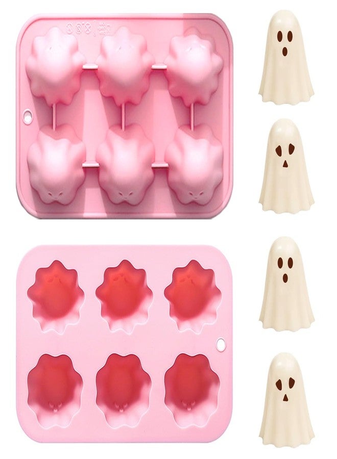 Dreplfn Ghost Silicone Mold 2Pcs Halloween Silicone Molds 3D Ghost Chocolate Candy Molds Halloween Theme Mould Ghost Baking Mold Chocolate Mould for Baking Cake Pudding Fondant Muffin Soap Candle Ice cubes - Image 1