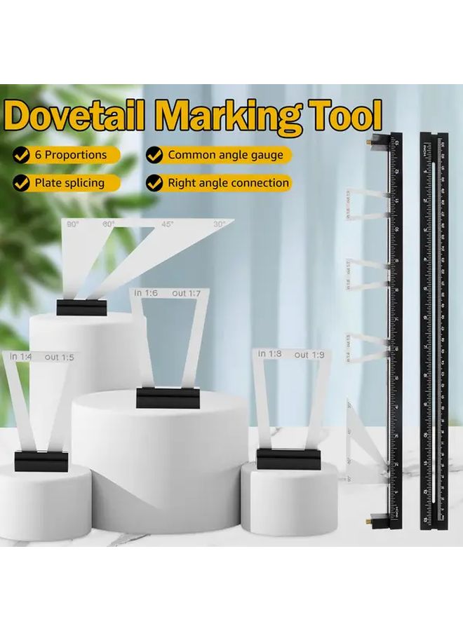 Black And White 28pcs Dovetail Marking Gauge Aluminum Alloy Multifunctional Adjustable Woodworking Tool - Image 5