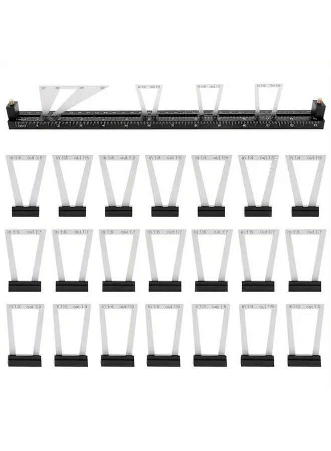 Black And White 28pcs Dovetail Marking Gauge Aluminum Alloy Multifunctional Adjustable Woodworking Tool - Image 2