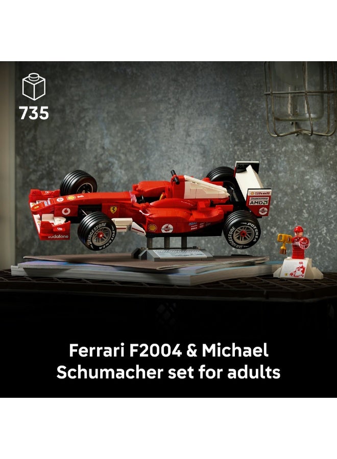 ليغو أيكونز Ferrari F2004 وMichael Schumacher، نموذج سيارة سباق للبالغين (٧٣٥ قطعة) 11375 - Image 3