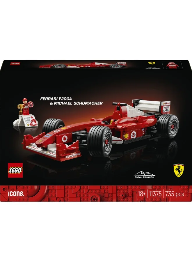 LEGO Icons Ferrari F2004 & Michael Schumacher Model Car 11375 (Age 18+, 735 Pieces)
