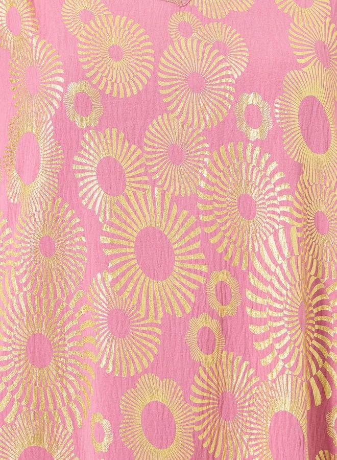Take Two Pink Women Graphic Printed Short Sleeve Jalabiya for Women | Best Price UAE