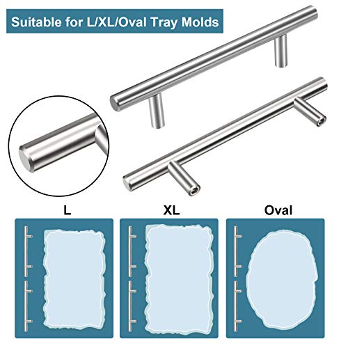 Ripeng 10 Pieces Handles for Resin Tray Molds, Stainless Steel Tray Handles Hardware with Screw Sets Drawer Kitchen Cabinet Door Pulls for Resin Crafts DIY Making Silicone Serving Tray Decoration - Image 3