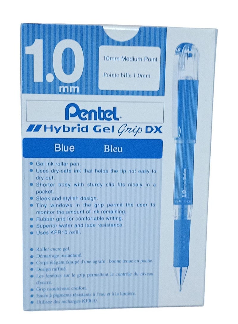 Pentel قلم حبر جل Hybrid Grip DX أزرق، عبوة من 12 قطعة - Image 1