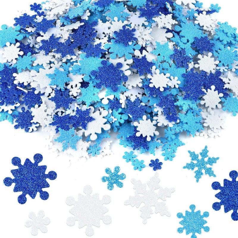 Coopay Glitter Snowflake Foam Stickers SelfAdhesive Snowflake Stickers Decals for Christmas Decoration DIY Craft Projects Assorted Color and Sizes