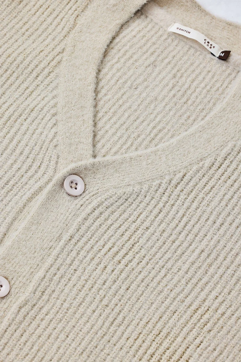 Snitch Beige Flat Knit Core Lab Cardigan for Men | Best Price UAE