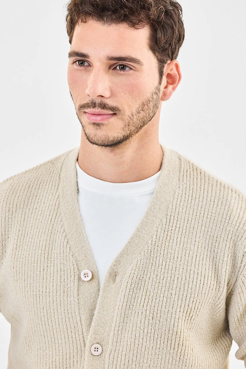 Snitch Beige Flat Knit Core Lab Cardigan for Men | Best Price UAE