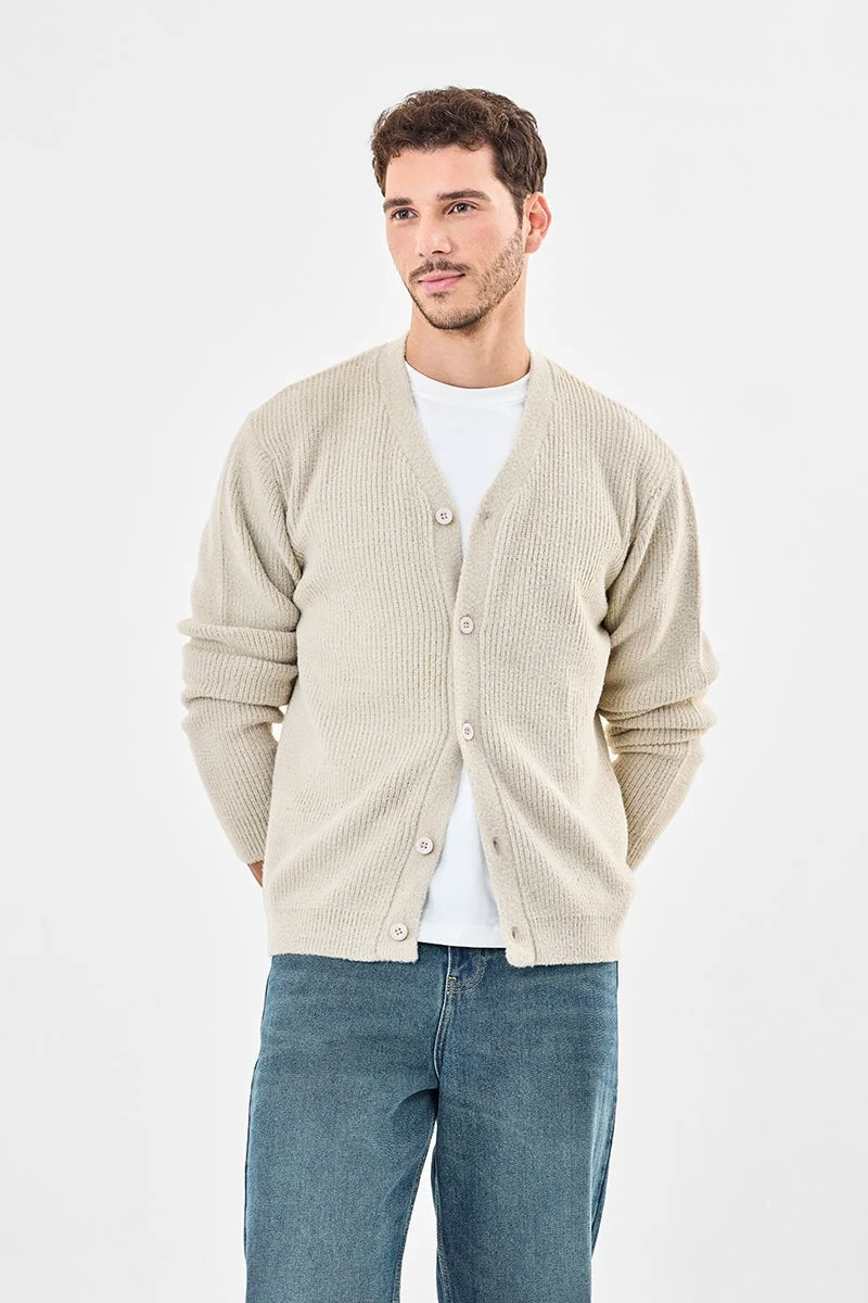 Snitch Beige Flat Knit Core Lab Cardigan for Men | Best Price UAE