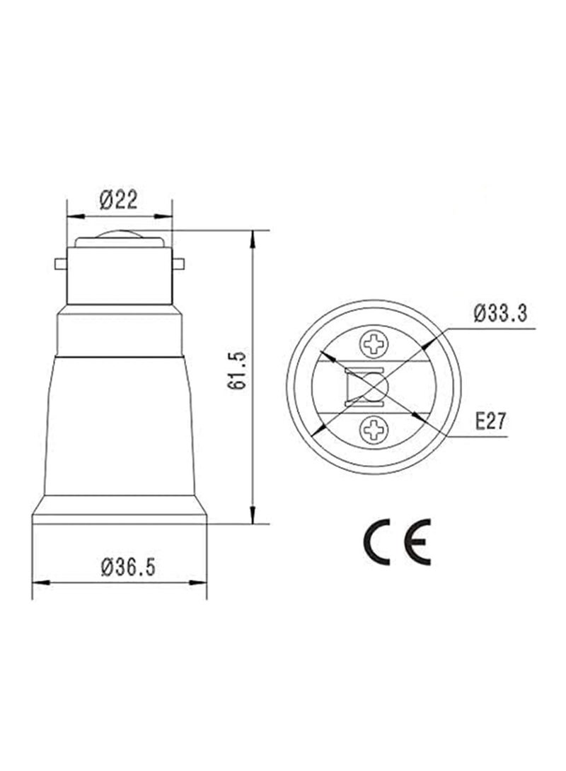 melfi محول قاعدة المصباح B22 إلى E27 حول تركيبتك لتناسب المصابيح LED دون استبدال القاعدة (2 قطع) - Image 5