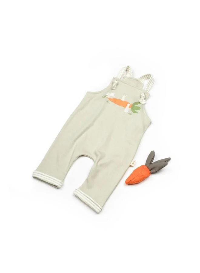 Magu Unisex Baby Cotton Strappy Romper with Carrot and Bunny Print