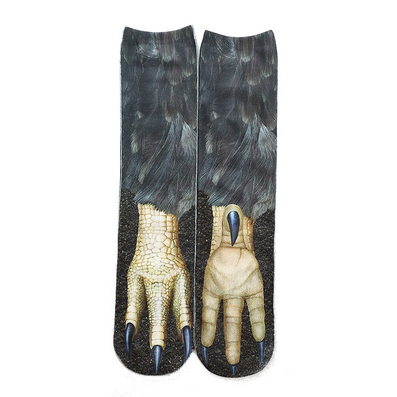 3D Foot Heat Sublimation Cat's Claw Dog's Claw Socks Animal Mid-tube Socks Heat Transfer Cartoon Digital Printing Socks Funny Creative - Image 1