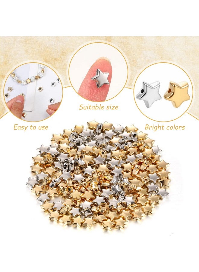 سوريو 400 قطعة من خرز فاصل النجوم 12 مم خرز نجمي ساحر على شكل نجمة خرز كبير الحجم فضفاض للمجوهرات والأساور والحرف اليدوية (ذهبي وفضي) - Image 2