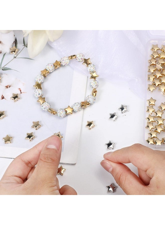 سوريو 400 قطعة من خرز فاصل النجوم 12 مم خرز نجمي ساحر على شكل نجمة خرز كبير الحجم فضفاض للمجوهرات والأساور والحرف اليدوية (ذهبي وفضي) - Image 3