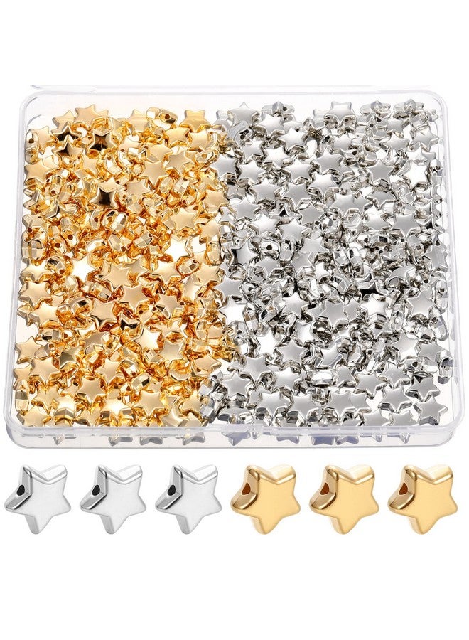سوريو 400 قطعة من خرز فاصل النجوم 12 مم خرز نجمي ساحر على شكل نجمة خرز كبير الحجم فضفاض للمجوهرات والأساور والحرف اليدوية (ذهبي وفضي) - Image 1