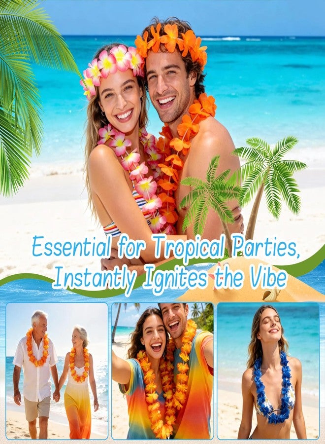grestar 50 PCS Hawaiian Leis Bulk Colorful Tropical Flower Necklace for Luau Party Decorations, Summer Beach Party Favors, Hawaii Theme Birthday Decor, Pool Party Supplies, Hawaiian Garland, Silk Flower Lei - Image 4