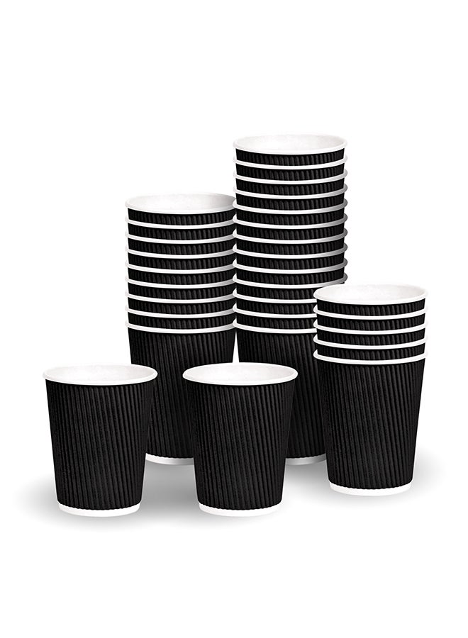 Khaleej Pack أكواب قهوة معزولة قابلة للتصرف 8 أونصات 25 قطعة - أكواب قابلة للتصرف صديقة للبيئة - أكواب ورقية مضلعة للمشروبات الساخنة - أكواب قهوة للشرب - كوب شاي - Image 1