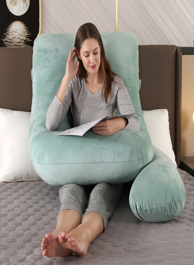 Amagoing 55 inches Pregnancy Pillows for Sleeping, U Shaped Maternity Full Body Pillow for Pregnant Women with Hip, Leg, Back, Belly Support, Washable Velvet Cover Included (Mint Green) - Image 4