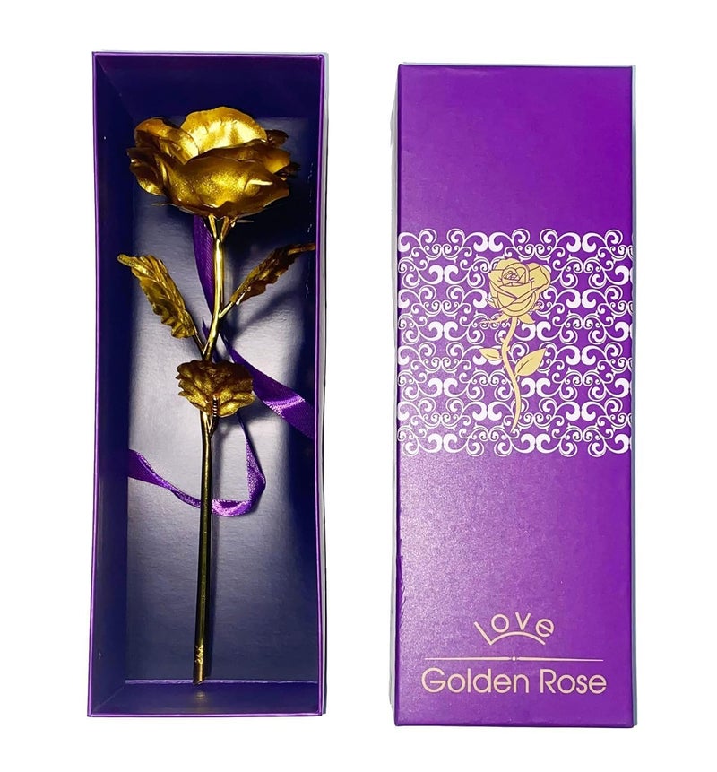 ZUBAT ZUBAT 24K Golden Rose Flower Red Dipped Rose 24K Forever Rose with Gift Box and Bag for Lover Mother Friends Christmas Thanksgiving Wedding Anniversary Mothers Day Valentines Day  - Image 4