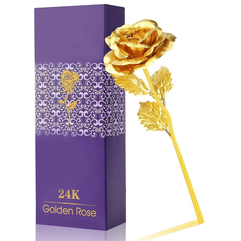 ZUBAT ZUBAT 24K Golden Rose Flower Red Dipped Rose 24K Forever Rose with Gift Box and Bag for Lover Mother Friends Christmas Thanksgiving Wedding Anniversary Mothers Day Valentines Day  - Image 1