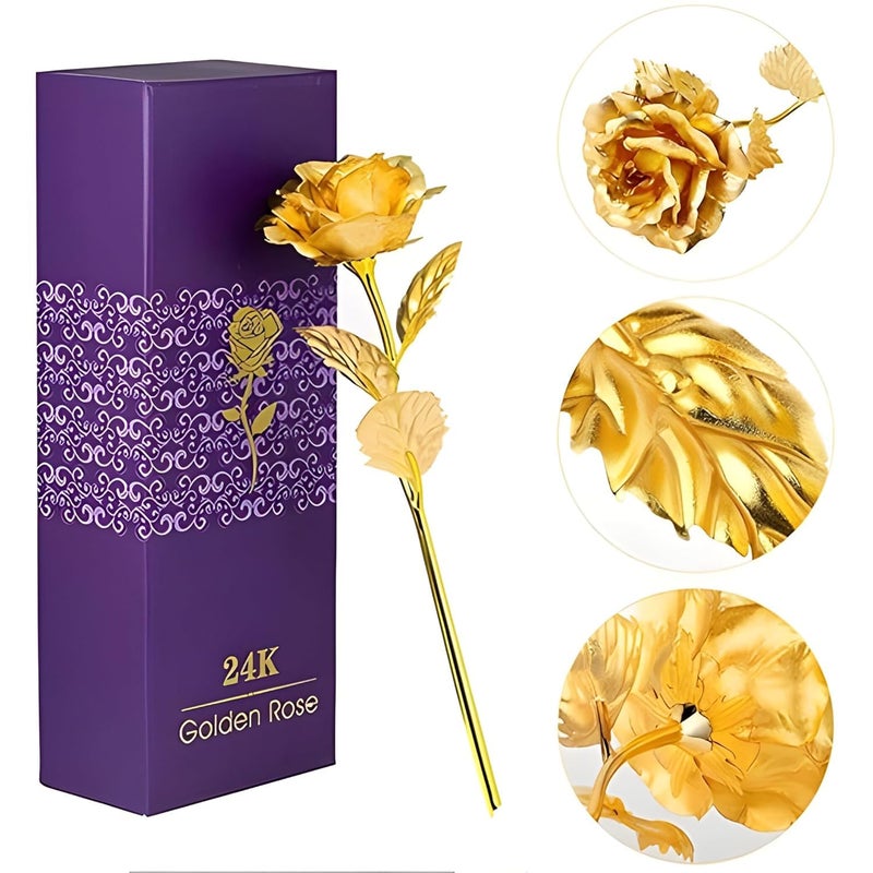 ZUBAT ZUBAT 24K Golden Rose Flower Red Dipped Rose 24K Forever Rose with Gift Box and Bag for Lover Mother Friends Christmas Thanksgiving Wedding Anniversary Mothers Day Valentines Day  - Image 5