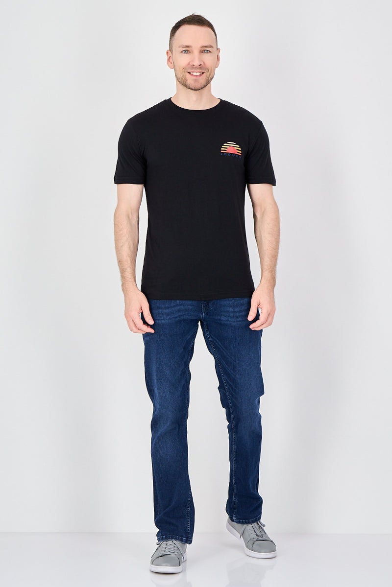 Laguna Men Crew Neck Short Sleeve Graphic Print T-Shirt, Black - Image 4