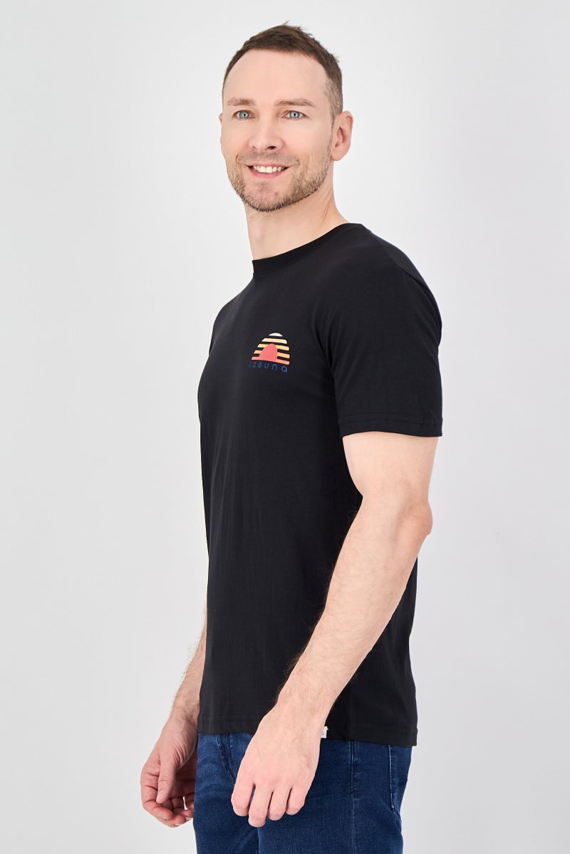 Laguna Men Crew Neck Short Sleeve Graphic Print T-Shirt, Black - Image 2