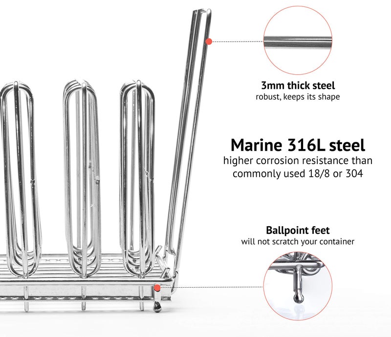 LIPAVI Sous Vide Rack - Model L15 - Adjustable, Collapsible, Ensures even warming - 316L Stainless Steel - Fits Lipavi C15 container - Image 2