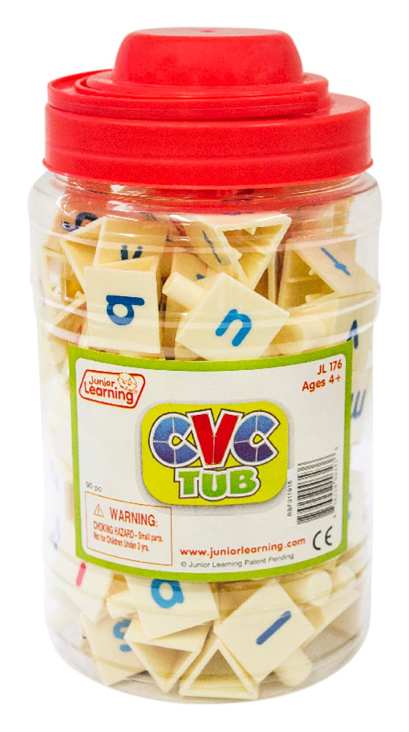 Junior Learning CVC Tri-Blocks Tub, 90 Blocks, Ages 4-5, Phonemic Awareness, Pre K-1, White - Image 4