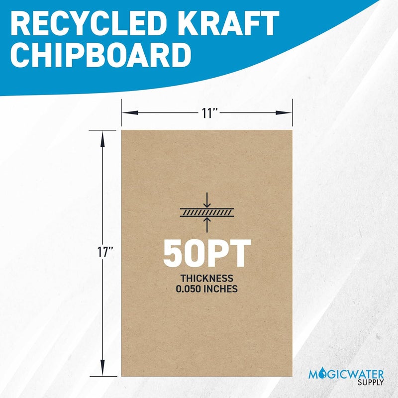MagicWater Supply MagicWater Chipboard Sheet for DIY Projects - 11x17 Inch - 10 Pack - 50 pt - Heavy Duty Kraft (0.050 Inch Thick) Paperboard, for Scrapbooking, Books, Picture Frame Backing, Arts Project & Crafts - Image 2