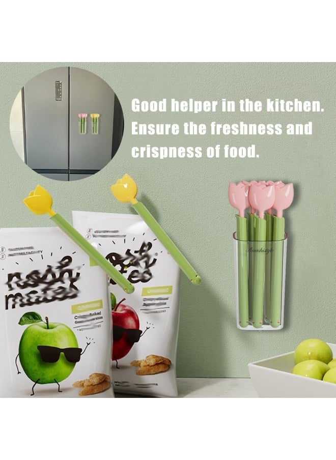Peachjoy Magnetic Refrigerator Sealing Clips - Cute Tulip Food Bag Clips with Magnet Storage Box, Funny Chip Clips for Food Freshness, Kitchen Accessories for Refrigerator & Food Storage(10 Pcs)  - Image 3