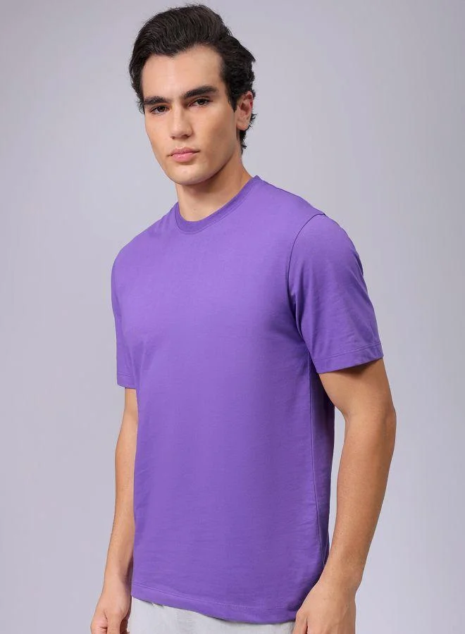 ذا انديان كراج كو Men Slim Fit Solid Round Neck Tshirt