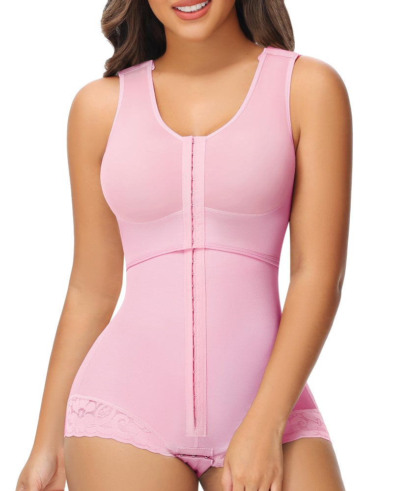 SHAPSHE Fajas Colombianas Moldeadoras de Cintura y Abdomen High Compression Curvy Faja Body Shaper with Hook-and-eye Crotch Pink M - Image 1