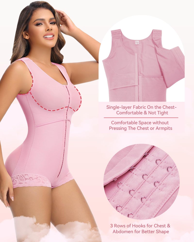 SHAPSHE Fajas Colombianas Moldeadoras de Cintura y Abdomen High Compression Curvy Faja Body Shaper with Hook-and-eye Crotch Pink M - Image 3