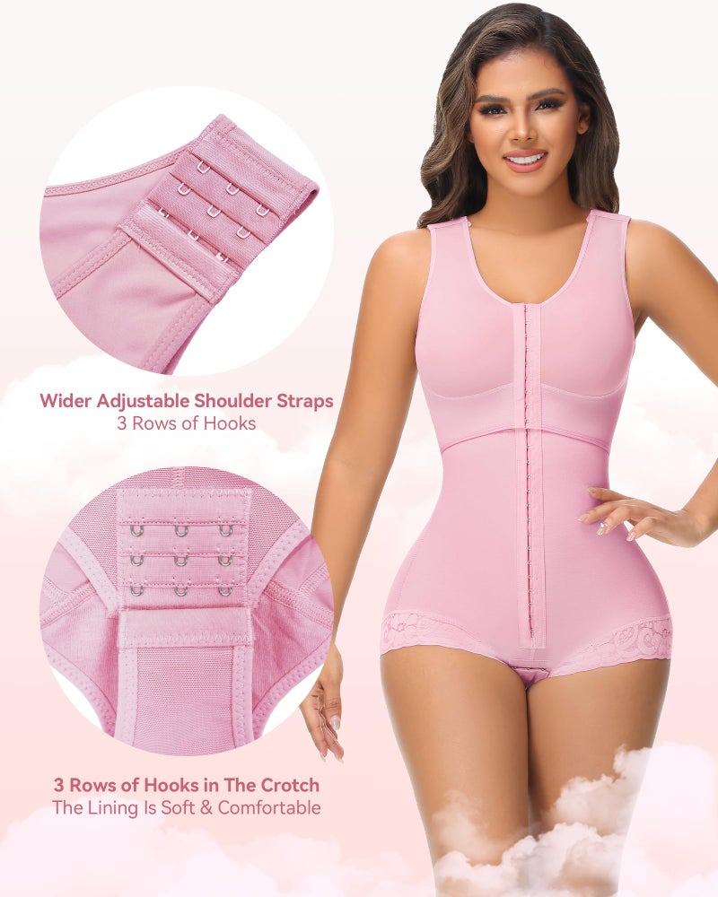 SHAPSHE Fajas Colombianas Moldeadoras de Cintura y Abdomen High Compression Curvy Faja Body Shaper with Hook-and-eye Crotch Pink M - Image 4
