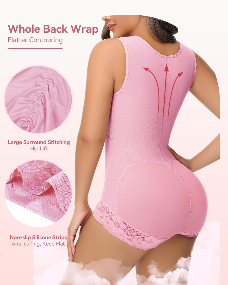 SHAPSHE Fajas Colombianas Moldeadoras de Cintura y Abdomen High Compression Curvy Faja Body Shaper with Hook-and-eye Crotch Pink M - Image 5