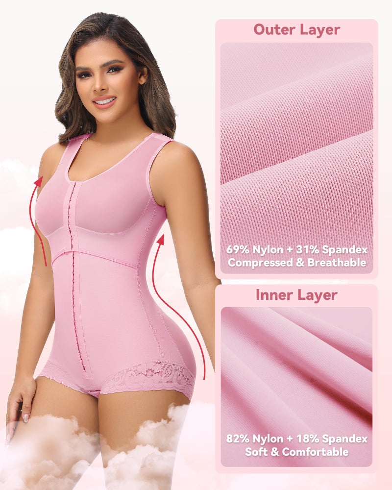 SHAPSHE Fajas Colombianas Moldeadoras de Cintura y Abdomen High Compression Curvy Faja Body Shaper with Hook-and-eye Crotch Pink M - Image 2