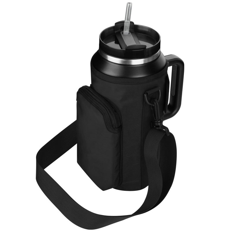 Xxerciz Water Bottle Carrier Bag for Stanley 64oz Tumbler with Handle Water Bottle Holder with Adjustable Strap Bottle Sling Sleeve with Phone Pouch Stanley Cup Accessories for Walking Hiking - Image 2