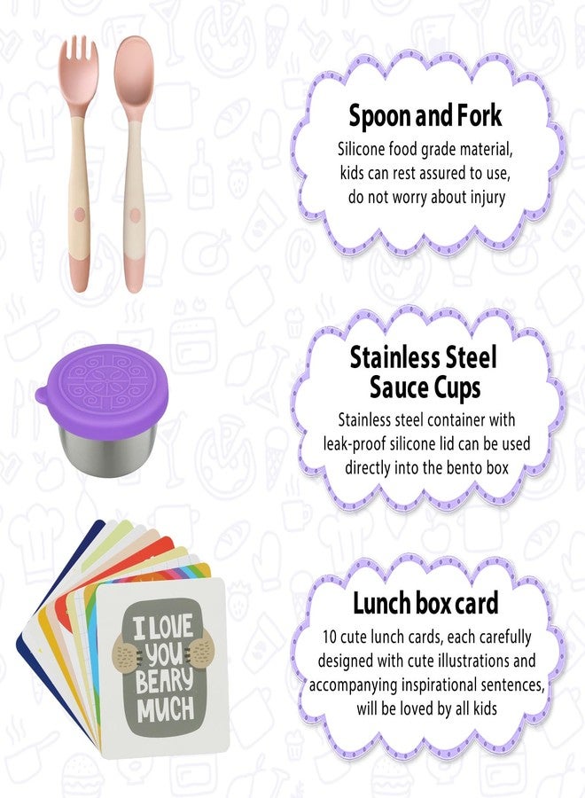 wiwens Bento Lunch Box for Kids with 12oz Soup Thermo Leak-Proof Lunch Food Container with 5 Compartment Thermo Hot Food Jar and Insulated Lunch Bag for Kid Toddler Girls Boys to School - Image 5