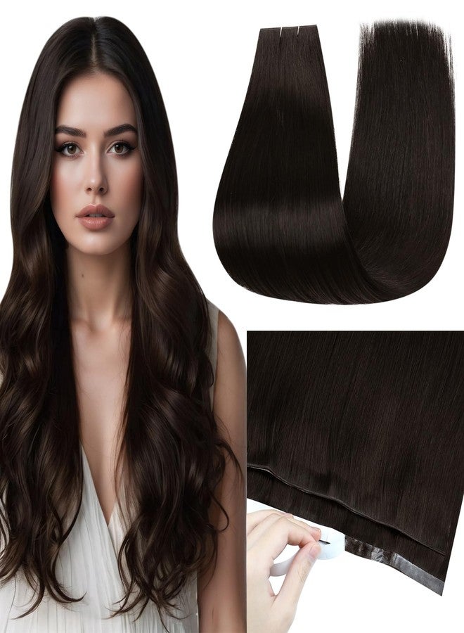 فل شاين وصلات شعر Full Shine Genius Weft Tape in Hair، شعر بشري، لون بني داكن، وصلات رفيعة للغاية وغير مرئية، 50 غرام، 20 قطعة، 20 بوصة، مظهر طبيعي لكثافة وطول طبيعيين - Image 1