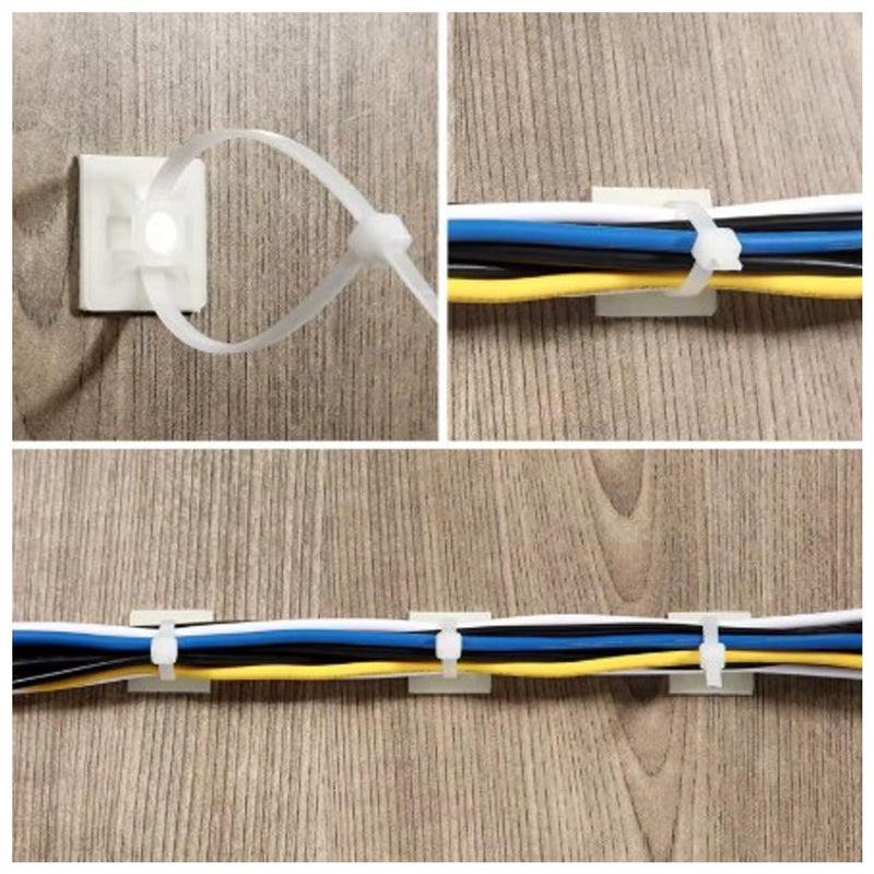 Cable Tie Base - 20 Pcs Plastic Tie Pads for Secure Wire Management, Connection, Organize and Redirect Wires with Reusable Square Cable Coasters and Adhesive 30x30mm - Image 4